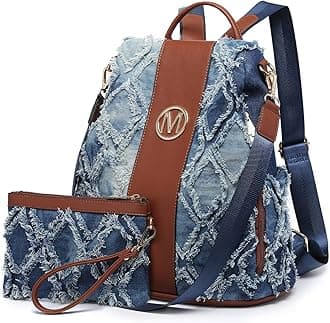 MKP COLLECTIONWomen Fashion Backpack Purse Multi Pockets Anti-Theft Rucksack Travel Shoulder Bag Handbag Set 2pcs