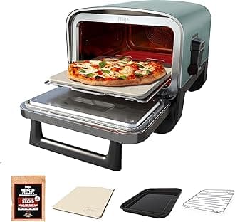 Ninja Woodfire Outdoor Pizza Oven, 8-in-1 Portable Electric Roaster Oven, Heats up to 700°F, 5 Artisan Pizza Settings, Integrated BBQ Smoker Box, Includes Flavored Wood Pellets, Pine Green (Renewed)