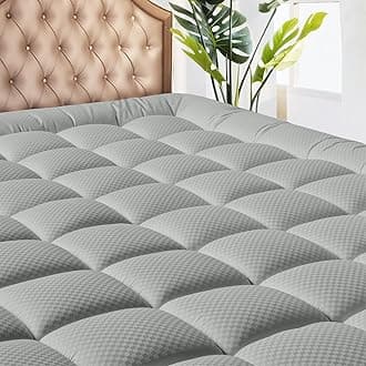 MATBEBY King Size Mattress Pad - Cooling Breathable Mattress Topper, Quilted Fitted Mattress Protector, Pillow Top Mattress Cover with 8-21" Deep Pocket, Machine Washable, Light Grey, 78x80 Inches