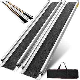 2PCS Telescopic Wheelchair Ramps 7FT, gardhom Portable Adjustable Ramps for Mobility Scooters 272KG Loading Capacity for Home Front Door Stair Steps