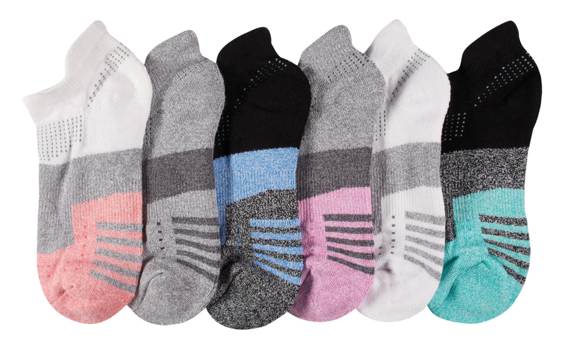 Sof Sole Women's Performance Bamboo No-Show Socks, Multi-Color, Medium
