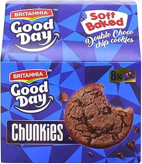 Britannia Good Day Chunkies Soft Baked Double Choco Chips Cookies, 224g, Cream