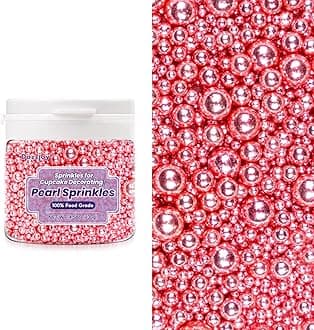 Dazzjoy Edible Rose Gold Pearl Sugar Candy Sprinkles, Mix Size, 4.58oz, Sprinkles for Cupcake Decorating, Baking Cake Decorations, Wedding Party Valentines Easter Supplies