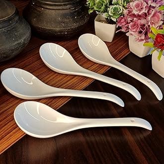 Serving Spoon, Ceramic Serving Spoon Set of 4 Long Handled Serving Spoons Ceramic Tableware Set of 4 Piece Serving Spoons ,25 Cm