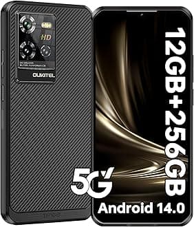 OUKITEL WP50 Rugged Phone Unlocked 5G-12GB RAM+256GB ROM Cell Phones, 6.6" Screen, 48MP Camera, 6500mAh Battery Smartphone, 5G Dual SIM Android 14 IP68/IP69K Waterproof Phone, NFC/GPS/T-Mobile, Black