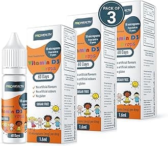 ProHealth 10 UG 3 x 60 Drops - Vegan Vitamin D3 Supplement for Babies and Young Children (Pack of 3)