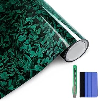 Arespark Gloss Forged Carbon Fiber Vinyl Wrap, Car Vinyl Wrap Decal Sticker Film Sheet with Air Release, Contain Installation Tool for Car Auto Morotcycle (1ft x3.5ft, Green)