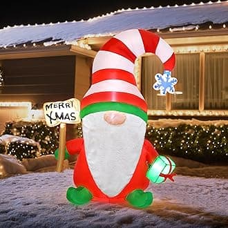 Christmas Inflatables Gnome, 4FT Blow Up Christmas Gnome Outdoor Decorations, Inflatable Yard Decoration, Christmas Holiday Gnome Decor for Party, Home, Garden