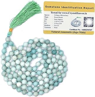 Crystal HeavenAmazonite Crystal Japa Mala Ganthi-108 Beads Buddhist Prayer Beads-Aaa Grade Original Healing Gemstone Agate Mala For Yoga Meditation Spiritual Reiki Feng Shui, Multicolour