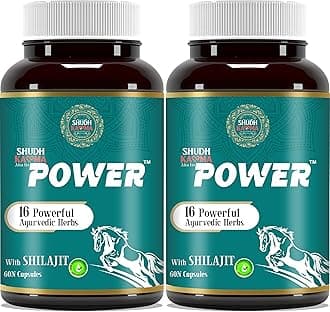 Shudh Kaama Power with Original Shilajit, Gokhru, Ashwagandha & Safed Musli for Strength, Stamina, Energy and Muscle Gain – (Pack of 2) 120 Capsules