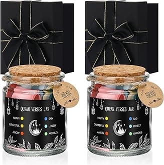 2 Pcs Quran Verse Jar Islamic Gifts for Women Men Quran Affirmation Verses Hope & Prayer Jar Spiritual Comfort Read for Emotions and Feelings