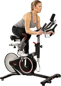 Sunny Health & Fitness Magnetic Rear Belt Drive Indoor Cycling Exercise Bike with RPM Cadence Sensor