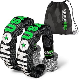 Rhino USA Synthetic Soft Shackle Rope (2-Pack) - 3/8 Inch x 22 Inch (31,400lb Min Break Strength) Offroad Soft Shackle Recovery Kit for Truck, UTV, ATV - Compatible with Jeep, Toyota, Ford & More!