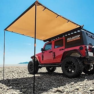 ALL-TOP Vehicle Awning 4.6'x8.2' Roof Rack Pull-Out Sun Shade UV50+, Weatherproof 4x4 Side Awning for Camping & Overland (Hardware Included)