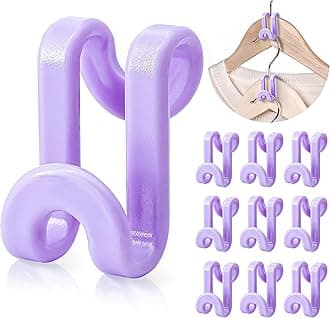 Mlici Hanger Extender Space Saver for Closet, 60 Pack Clothes Hanger Connector, Clothes Extender Hooks for Stacking Closet Organization (Purple)