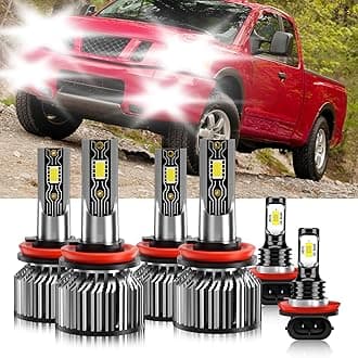 Compatible For Nissan Altima 2007-2018 H8 H9 High/Low Beam H11 Fog Light Bulbs, 600% Brightness 6500K White with Cooling Fan, Plug and Play, IP68 Pack of 6