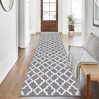 SHACOSRug Runner Hallway Long 60 x 240 cm Carpet Runner Hallway Non-Slip Grey Rug Runner Hallway Washable Vintage Kitchen Rug Hallway Runner Long Boho Rug Runner for Bedroom, Entrance, Kitchen