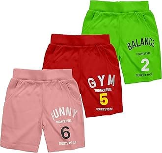 KYDA KIDS 100% Cotton Kids Shorts for Boys & Girls - Regular Fit Casual Short for Unisex, Multicolor - Pack of 3