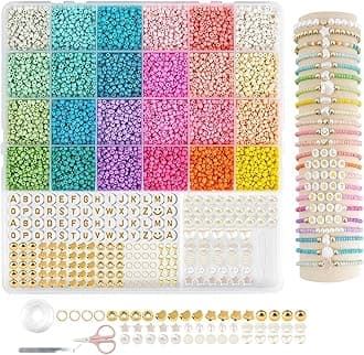 SANNIDHI® 3mm Glass Seed Beads for Bracelet Making, 24 Colors Beads for Jewellery Making, Bracelet Beads Set, Pearl Beads for Kids Activity, Spacer Letter Beads DIY Jewelry Making Kit