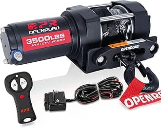 OPENROAD 3500 lb ATV/UTV Winch，Black Heavy Duty 12V Electric ATV Winch Compatible with 3000lb Winch with Wireless Remote Control 1/4"×30' Synthetic Rope Mounting Plate (3500lb)