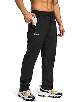 Men's Workout Athletic Pants Elastic Waist Jogging Running Pants for Men with Zipper Pockets
