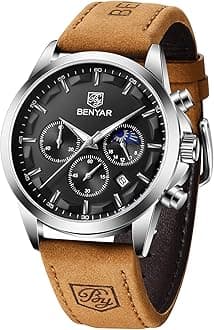 BENYAR Men's Chronograph Quartz Movement Fashion Business Sport Watch 30M Waterproof and Anti-Scratch Elegant Gift