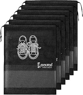 Cockatoo Shoe Bag for Travel Bag for Men & Women, Shoe Cover for Storage at Home Gym Reusable Travelling Accessories, Organizer Pouch Footwear Bags for Travelling-Pack of 6(13 x 17.32 Inch)