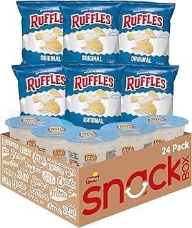 Frito Lay Ruffles Chips and Lay's Ranch Dip Cups Variety Pack, (Pack of 24)