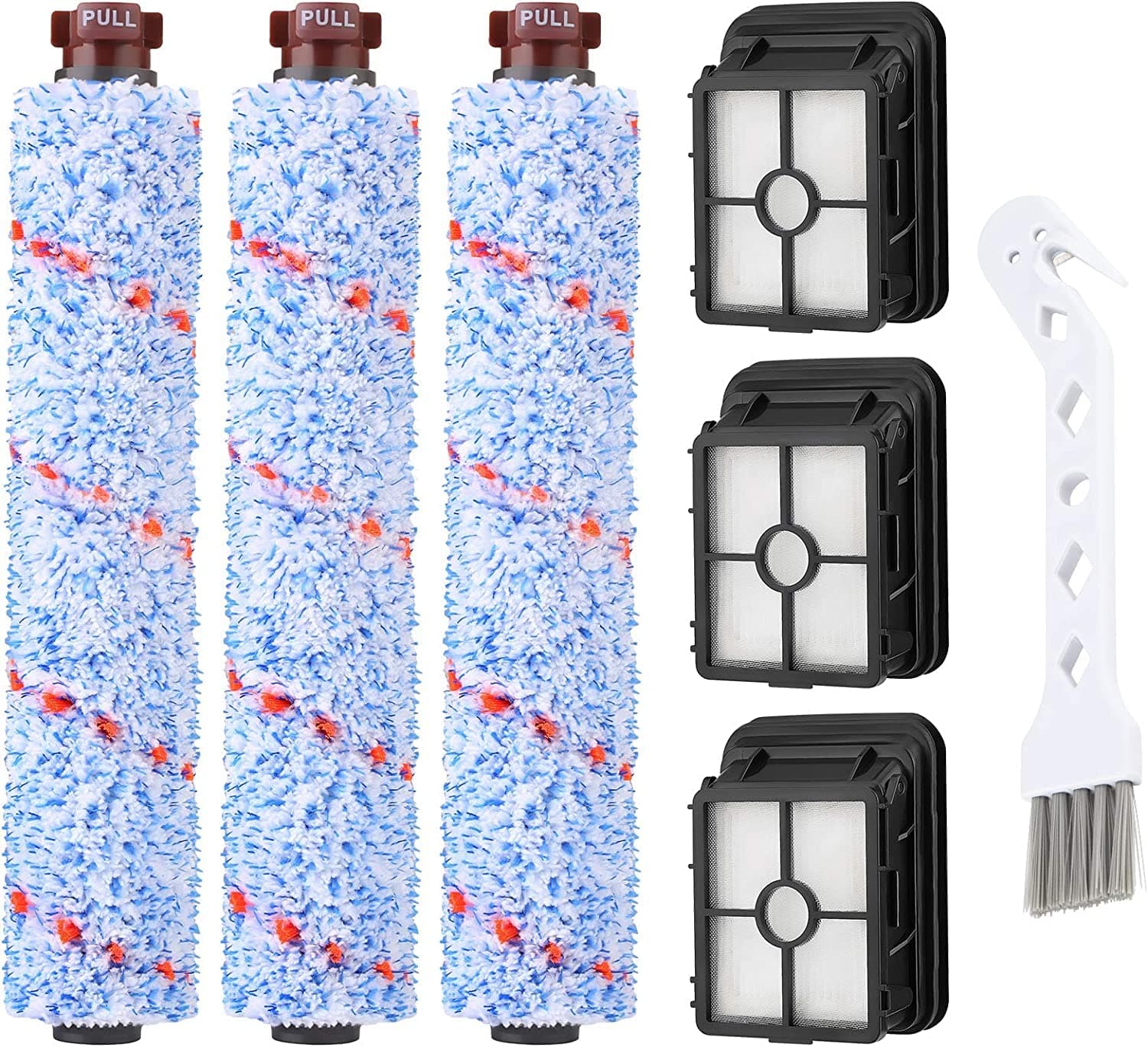 JORAIR Replacements Compatible with Bissell CrossWave, 3 Multi-Surface Brush Roll 1868 + 3 Vacuum Filter 1866 Vacuum Filter, Compare to Part 1608683, 160-8683, 1608684