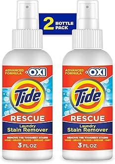 Tide Laundry Stain Remover Spray with Oxi, Travel Stain Remover for Clothes, Carpet, Upholstery, Pet Bedding, Stain Treater Spray for Tough Stains from Wine, Coffee, Grease, 3 Oz (Pack of 2)