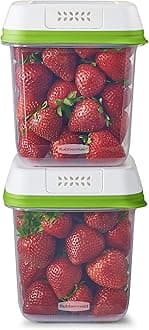 FreshWorks Saver, Medium Produce Storage Containers, 2-Pack, 7.2 Cup, Clear