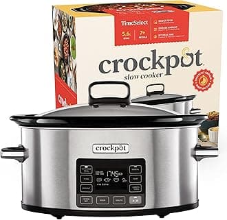 TimeSelect Digital Slow Cooker | Programmable Digital Display | 5.6 L (7+ People) | Keep Warm Function | Energy Efficient | Stainless Steel [CSC066]
