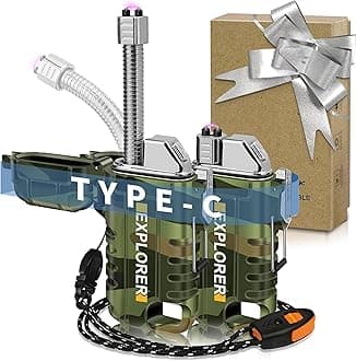 USB C Rechargeable Lighter, 360° Flexible Neck, Wind & Water Proof, Electric Arc Lighters for Candle, Camping