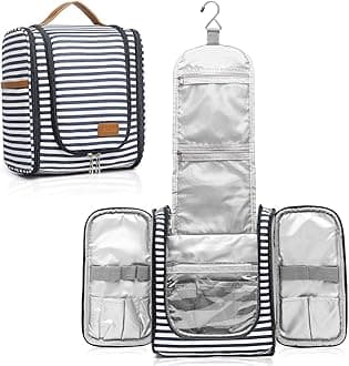 Hanging Travel Toiletry Bag, Large Capacity Cosmetic Travel Toiletry Organizer for Women with 4 Compartments and 1 Sturdy Hook, Perfect for Travel/Daily Use/Christmas