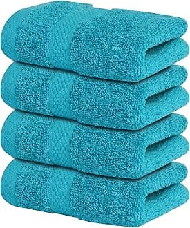 Infinitee Xclusives Premium Teal Washcloths Set – Pack of 4, 33cm x 33cm 100% Cotton Wash Cloths for Your Body and Face Towels, Kitchen Dish Towels and Rags, Baby Washcloth