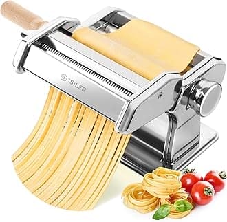 ISILER Pasta Maker, 9 Adjustable Thickness Settings 2-in-1 Pasta Machine with Rollers and Cutter, Noodle Maker for Pasta, Dumpling Skin, Spaghetti, Fettuccini, Lasagna