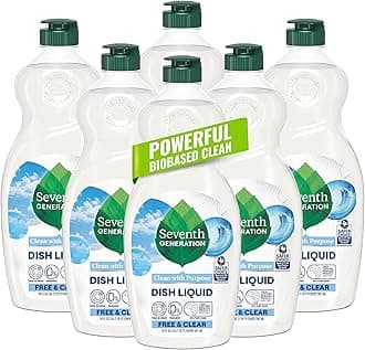 Seventh Generation Dish Liquid Soap Free & Clear liquid soap Pack of 6 Dishwashing Soap Dish Soap for sensitive skin 19 oz