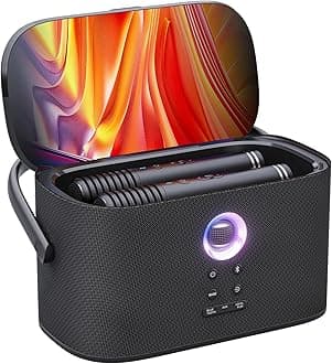 Portable Karaoke Machine for Adults, Built-in Lyrics Display and Screen, 2 Self-Charging Wireless Microphones, Karaoke App, 140W Speaker, Connects to TV for Home Party Birthday Outdoor Camping