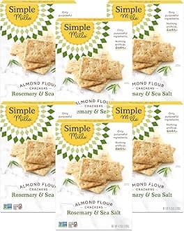 Almond Flour Crackers, Rosemary & Sea Salt - Gluten Free, Vegan, Healthy Snacks, 4.25 Ounce (Pack of 6)