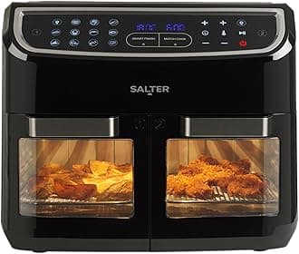 – Salter XL Air Fryer Oven – 12L Large Multicooker With Divider, 11 Presets, No Oil Needed, Includes Removable Non-Stick Racks & Accessories, Multi-Level Cooking, 2600W