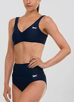 Reebok Bralette Bikini Sets for Women, High Waisted Bikini Bottoms, Womens Swimsuits Athletic Sporty Bathing Suit