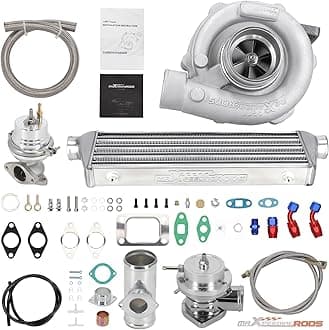 maXpeedingrods T04E T3 T4 Turbo Turbocharger Kit 400HP with Wastegate + Oil Feed Return Line Kit