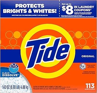 Tide Powder Laundry Detergent, Original Scent, 113 Loads, 143 oz