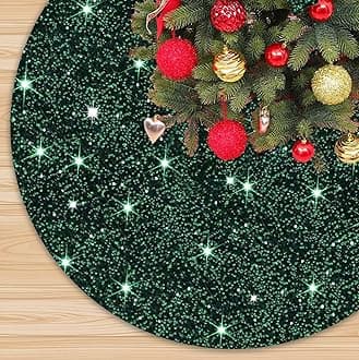 Sequin Tree Skirt - Hunter Green, 60 Inches, Sparkly & Soft Velvet, Perfect for Christmas & Holiday Parties