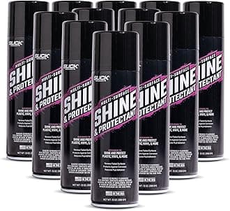 Slick ProductsShine & Protectant, Long-Lasting High-Gloss Clear Coat Spray, Renew, Shine, and Protect Plastic, Vinyl, Rubber, Trim, and More (12-Pack)