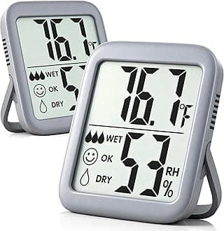 Antonki 2 Pack Room Thermometer for Home, Hygrometer Indoor Humidity Meter Gauge, Digital Temperature and Humidity Sensor Monitor for House, Terrarium, Incubator, Greenhouse - Battery Included