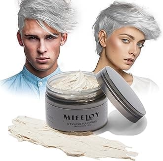 – Temporary Silver White Hair Color Wax 120g, Instant Hairstyle Cream Dye, Disposable Coloring Mud for Men Women Youth, Natural Washable Styling Pomades for Party Cosplay DIY Halloween