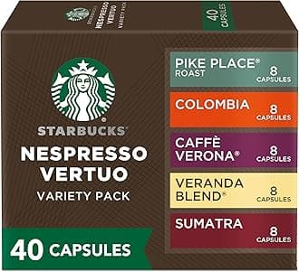 by Nespresso Vertuo, Blonde, Medium, and Dark Roast Variety Pack Coffee, 40-count Coffee Pods, Brews 7.8 oz.
