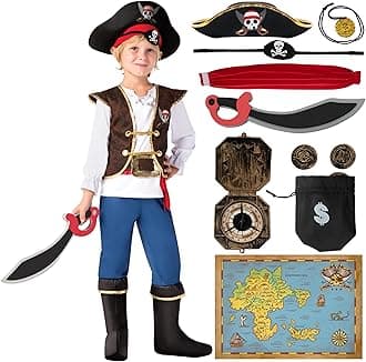 Spooktacular Creations Boys Pirate Costume Kids Fancy Dress Up Role Play Deluxe Costume Set