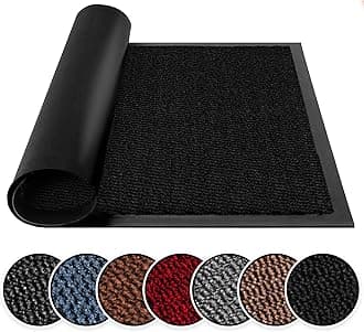 BLADO Door Mat Barrier Mat Non Slip Rubber Mats Washable Heavy Duty | Floor Mats Kitchen Rugs Dirt Trapper Doormat Entrance Rug Shoes Scraper Super Absorbent Carpet (120cm x 180cm, Black)